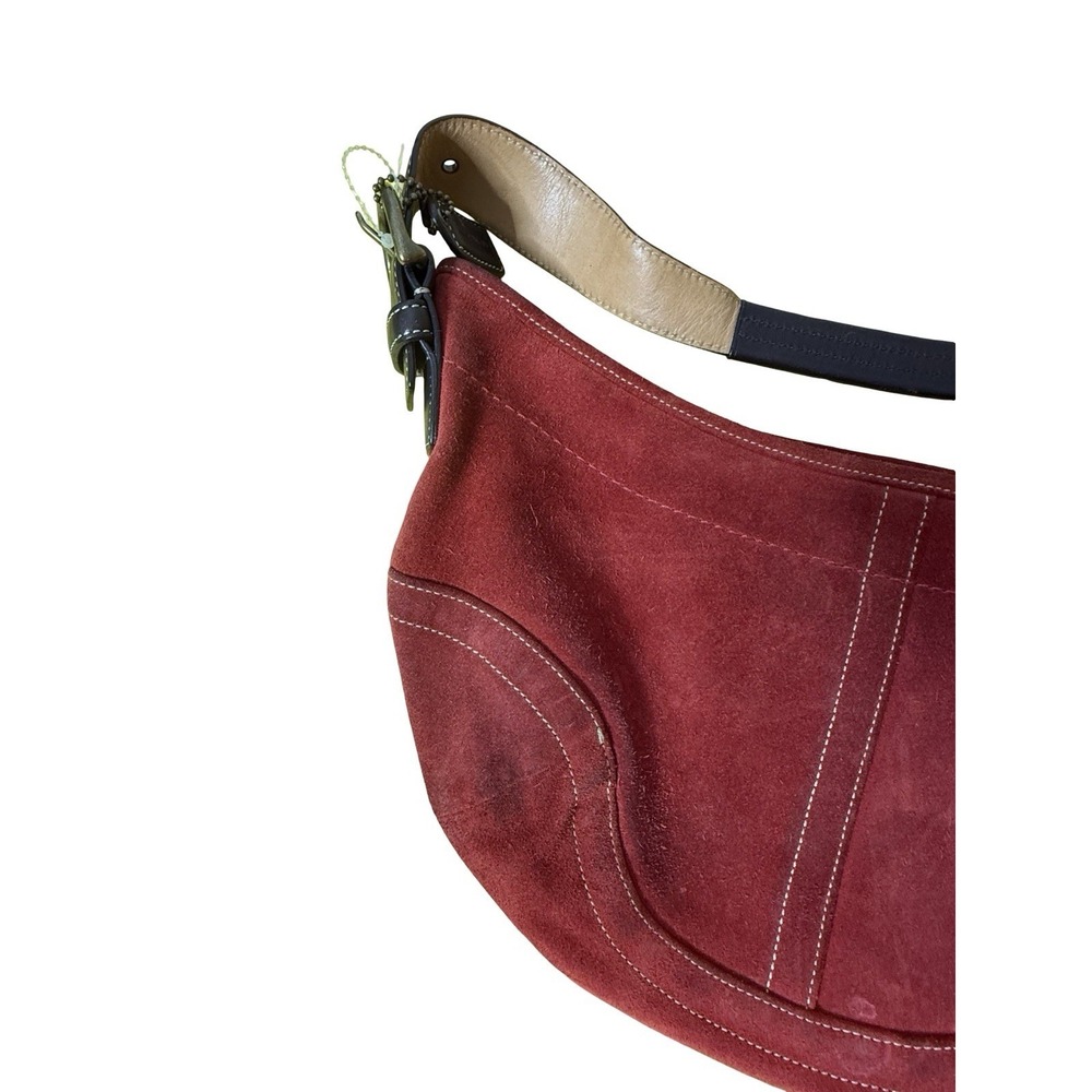 Vintage Y2k Burgundy Red Coach SoHo Suede Hobo Crescent Shoulder Handbag 4286 - Picture 2 of 6